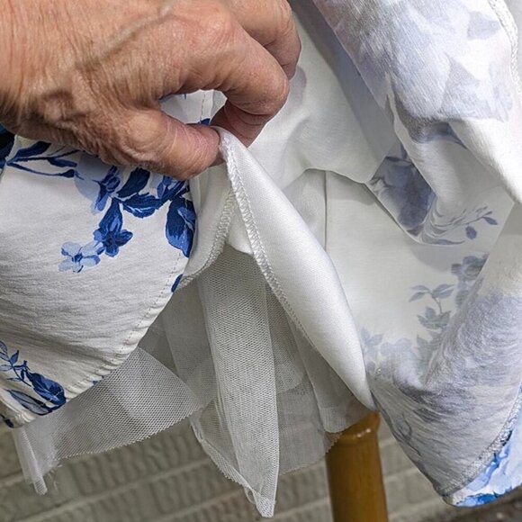 Trixxi Dress Womens 9 1950's Fit & Flare Blue Floral Pin-up Rockabilly Retro - Picture 6 of 15